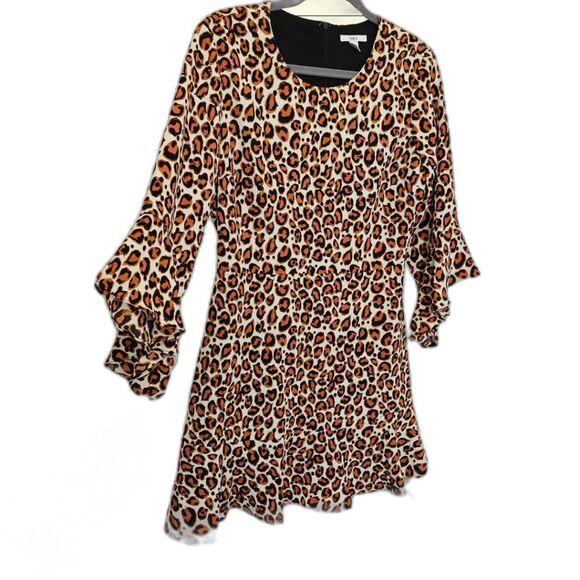 Bar III Dresses & Skirts - Chiffon Leopard Ruffle Dress Size 6 Knee Length Long Sleeve NWT Bar III